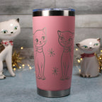 Mid-Century Cozy Kittens 20oz Stainless Steel Tumbler