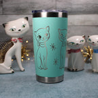 Mid-Century Cozy Kittens 20oz Stainless Steel Tumbler