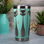 Mid Century Modern Cat Tumbler – Atomic Teal, Sexton Style 20oz Travel Mug
