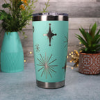 Mid Century Modern Cat Tumbler – Atomic Teal, Sexton Style 20oz Travel Mug
