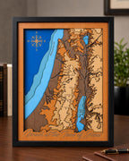 3D Holy Land Art, Israel at the Time of Jesus Layered Wood Map, Christian Office Decor & Biblical Wall Art