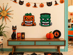 Grin & Gourd Halloween Wall Art, Spooky Pumpkin Acrylic Decor, Retro Jack O Lantern, Vintage Halloween Decoration