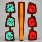 Wooded Starblocks 3 Piece Wall Art Set, Mid Century Modern Acrylic Decor, Retro Atomic Wall Sculpture, Wood Look MCM Art