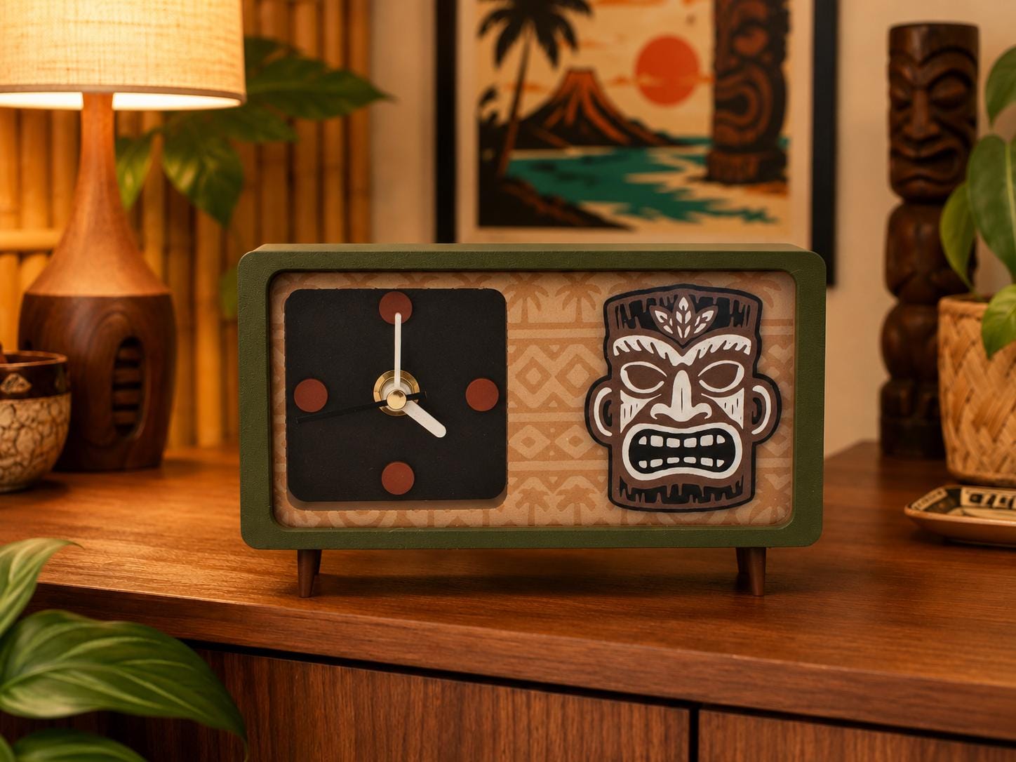 Tiki Sentinel Clock - Desk and Tabletop