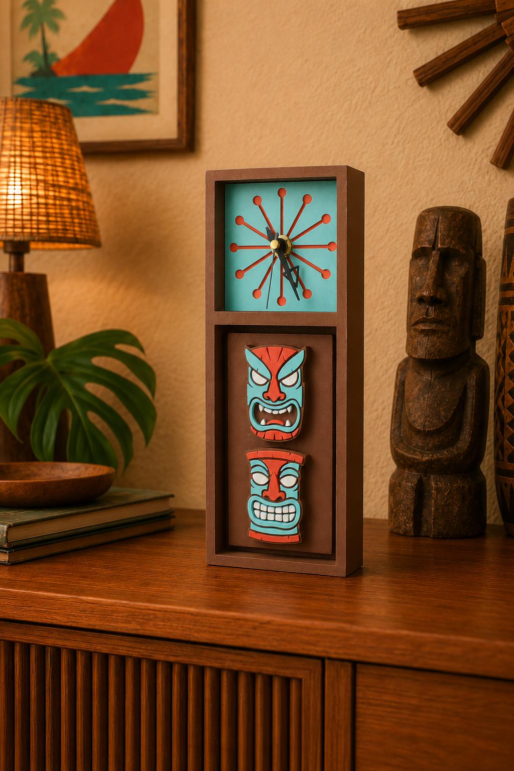 Tiki Totem Clock - Desk, Tabletop, Wall