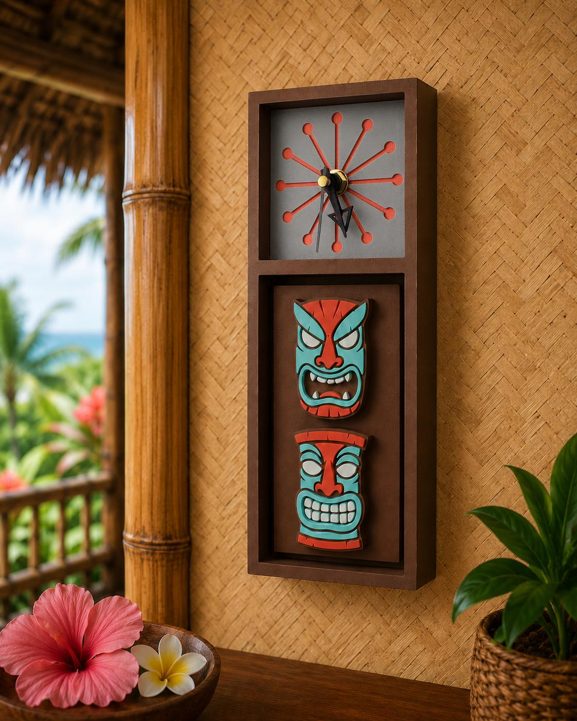 Tiki Totem Clock - Desk, Tabletop, Wall