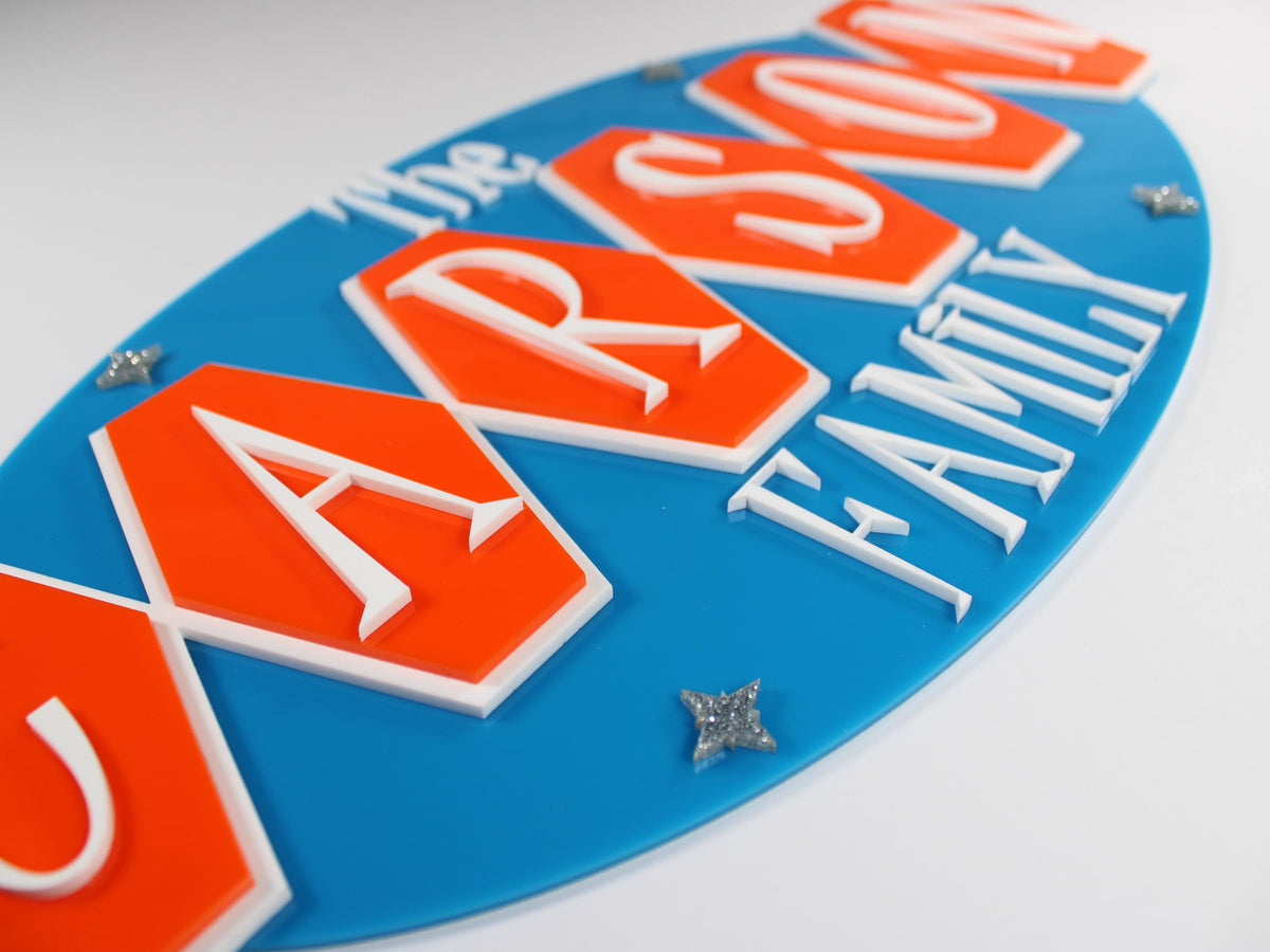 Personalized Family Marquee Sign, Retro Mid Century Modern Acrylic Family Sign, Custom Indoor Outdoor Wall Decor