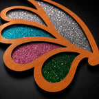 Glitter Critters Peacock Trio | Mid Century Modern Peacock Wall Art | Retro Glitter Bird Decor | 3 Piece MCM Wall Set
