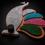 Glitter Critters Peacock Trio | Mid Century Modern Peacock Wall Art | Retro Glitter Bird Decor | 3 Piece MCM Wall Set