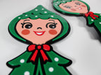 Tree Twins – Retro Christmas Tree Girl Wall Art – Mid Century Holiday Decor – Vintage Inspired Acrylic Christmas Wall Hanging