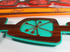 Wooded Starblocks 3 Piece Wall Art Set, Mid Century Modern Acrylic Decor, Retro Atomic Wall Sculpture, Wood Look MCM Art