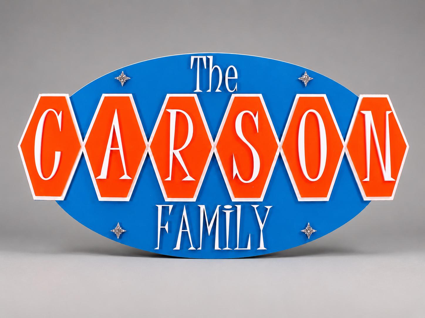 Personalized Family Marquee Sign, Retro Mid Century Modern Acrylic Family Sign, Custom Indoor Outdoor Wall Decor