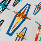 Atomic Shields – Mid Century Modern Starburst Wall Art – Retro Atomic Decor – Acrylic & PLA Wall Art – Set of 3 or Individual