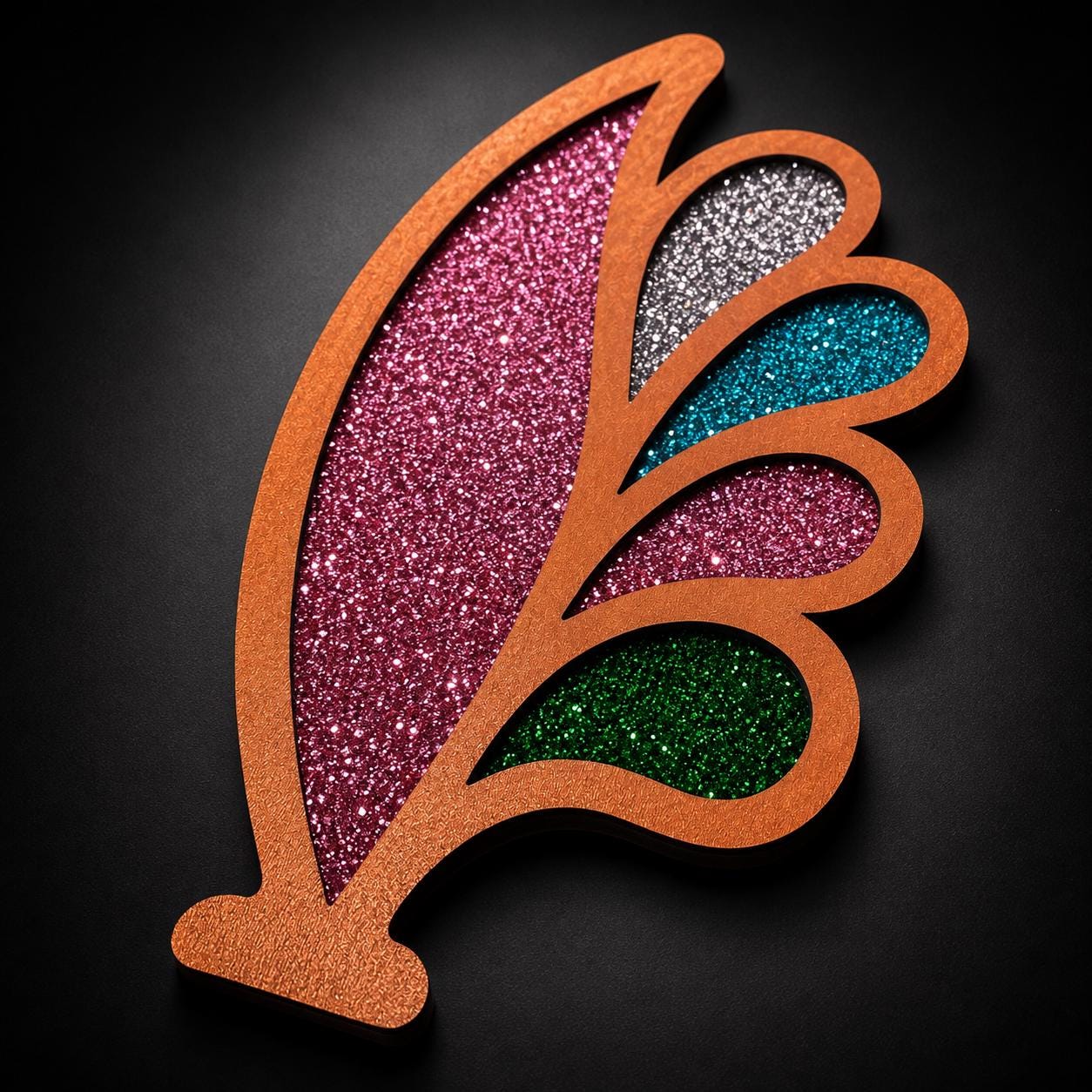 Glitter Critters Peacock Trio | Mid Century Modern Peacock Wall Art | Retro Glitter Bird Decor | 3 Piece MCM Wall Set