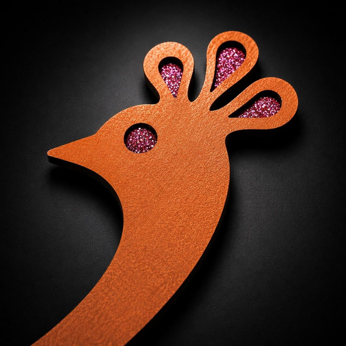 Glitter Critters Peacock Trio | Mid Century Modern Peacock Wall Art | Retro Glitter Bird Decor | 3 Piece MCM Wall Set
