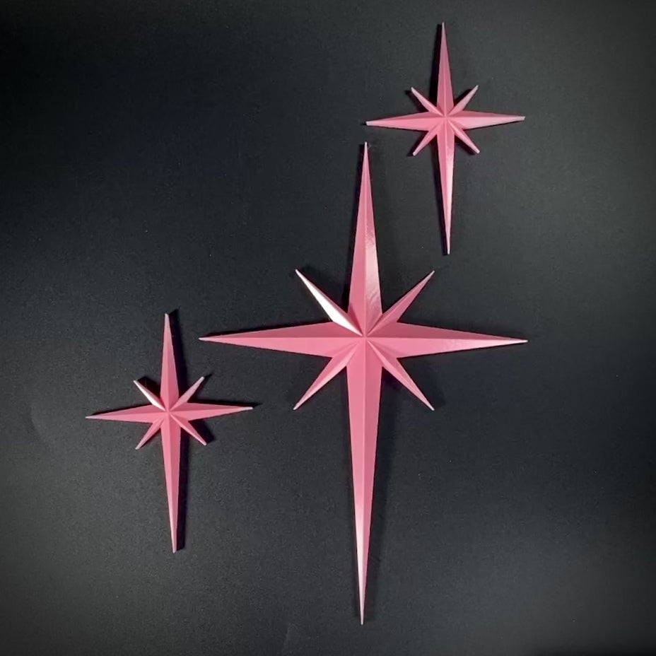 AtomCat Starburst Series – Retro Atomic Wall Decor – Magnetic MCM Starburst Set – 3 Piece Mid Century Modern Accent Set