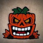 Grin & Gourd Halloween Wall Art, Spooky Pumpkin Acrylic Decor, Retro Jack O Lantern, Vintage Halloween Decoration