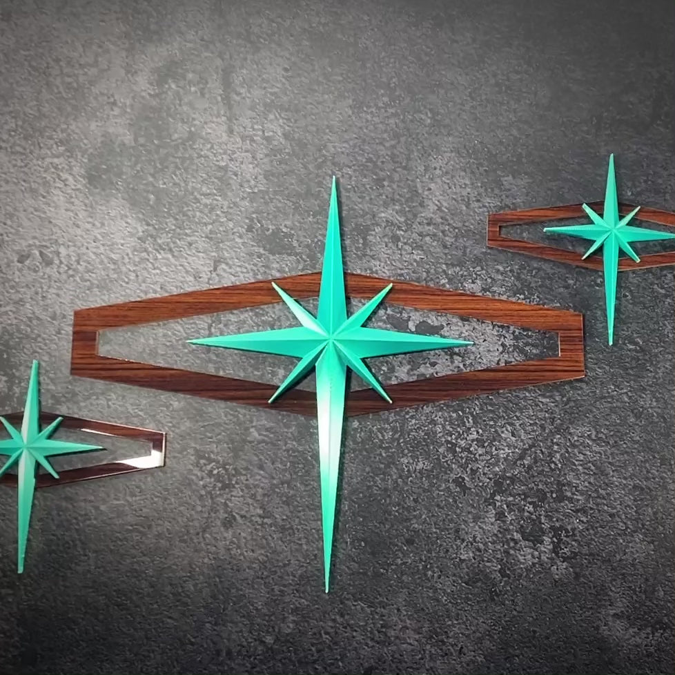 AtomCat StarSigns | 3-Piece Mid-Century Modern Wall Art Set Or Single Pieces (Customizable Colors)