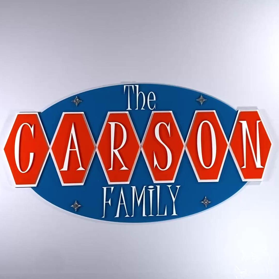 Personalized Family Marquee Sign, Retro Mid Century Modern Acrylic Family Sign, Custom Indoor Outdoor Wall Decor