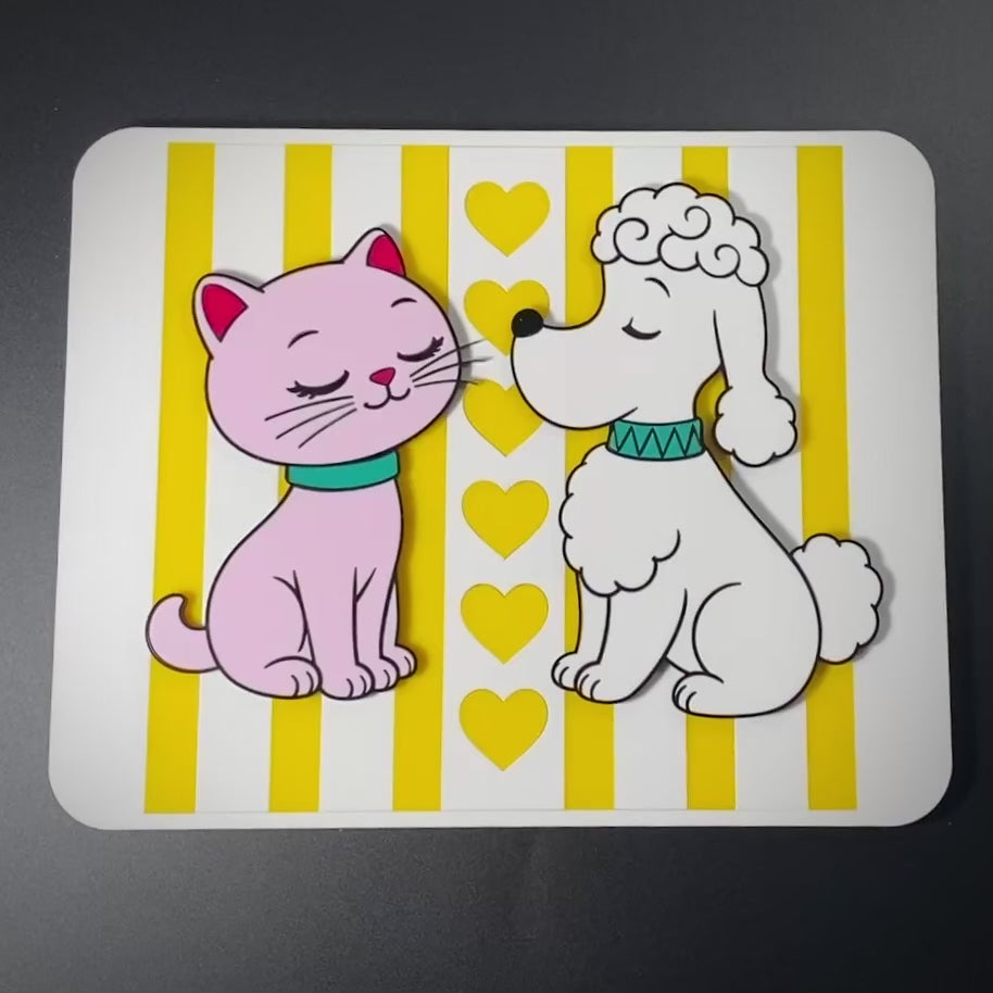 Puss N Poodle Acrylic Wall Art | Mid Century Kitsch Cat Poodle Decor