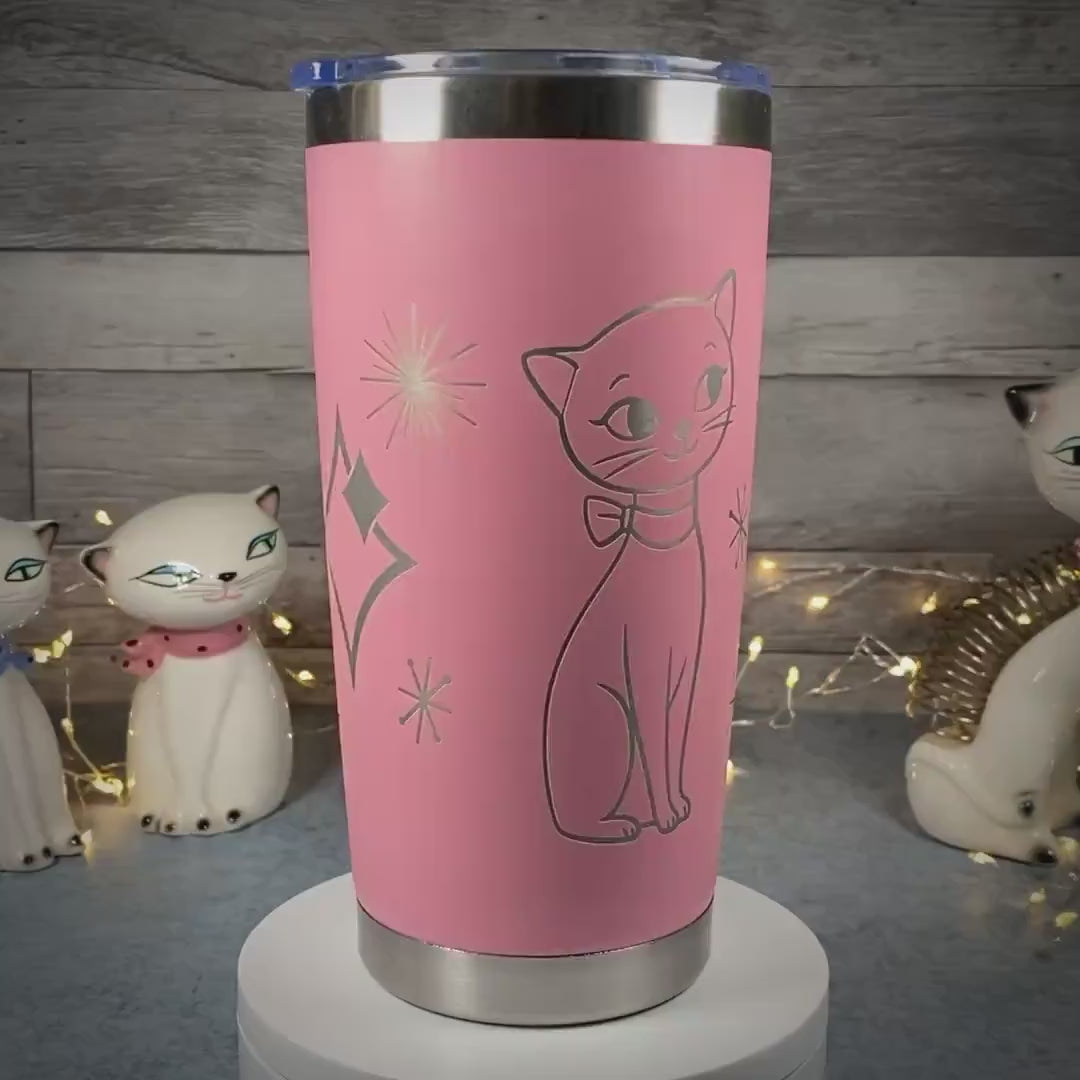 Mid-Century Cozy Kittens 20oz Stainless Steel Tumbler