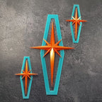 Atomic Shields – Mid Century Modern Starburst Wall Art – Retro Atomic Decor – Acrylic & PLA Wall Art – Set of 3 or Individual